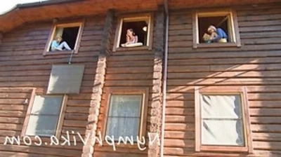 blonde russian teen sits in the window and then gets nailed