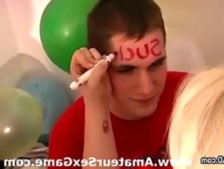 movie of cute young teen bi amateur playing dare games at a party