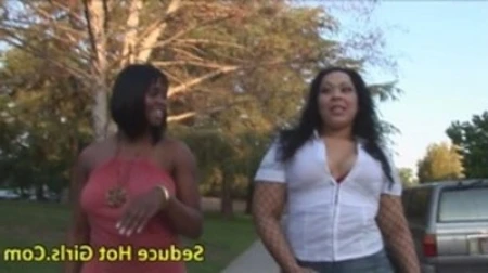 two beautiful black women walk and seduce viewers in the sun