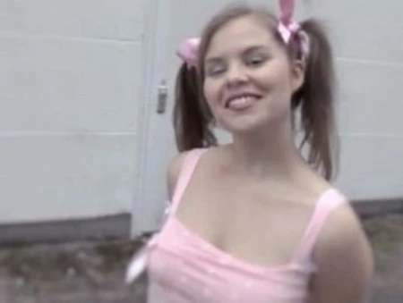 geman girl with pigtails takes loads on