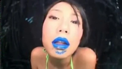 japanese blue lipstick (spitting - fetish)