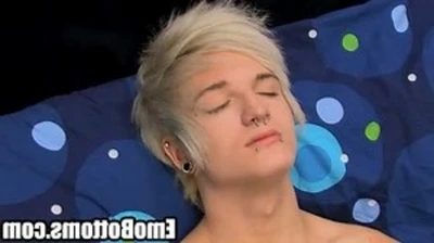 he is a sexy blonde haired punk who masturbating