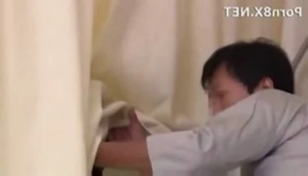 japanese girl gets bent over to fuck in a hospital room by
