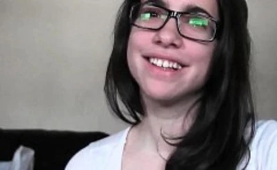 teen in glasses sucking and riding cock in pov